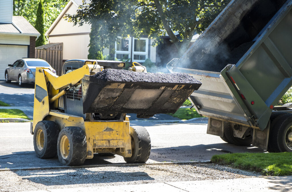 Hot Asphalt for Paving a Driveway